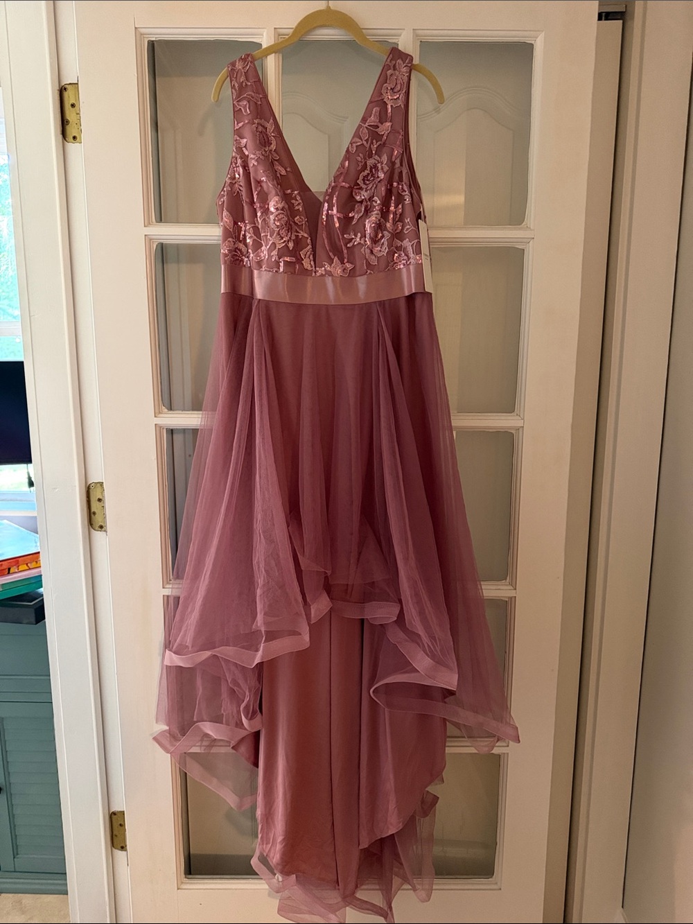Ever Pretty Dusty Mauve V-Neck High-Low Tulle Dress - Picture 3 of 7